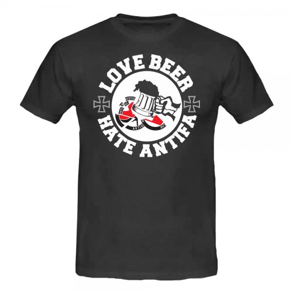 Love Beer - Hate Antifa T-Shirt schwarz